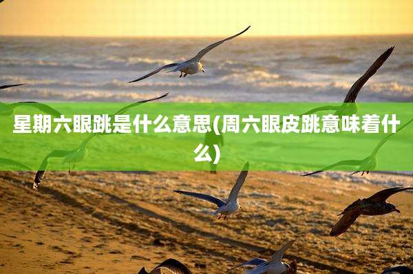 星期六眼跳是什么意思(周六眼皮跳意味着什么)