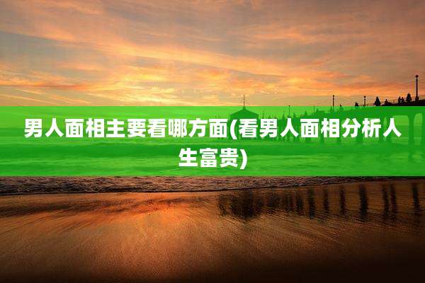 男人面相主要看哪方面(看男人面相分析人生富贵)
