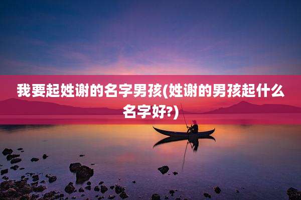 我要起姓谢的名字男孩(姓谢的男孩起什么名字好?)