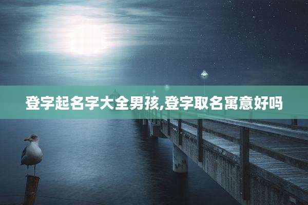 登字起名字大全男孩,登字取名寓意好吗
