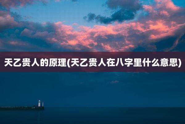 天乙贵人的原理(天乙贵人在八字里什么意思)