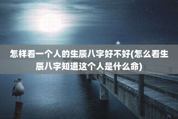 怎样看一个人的生辰八字好不好(怎么看生辰八字知道这个人是什么命)