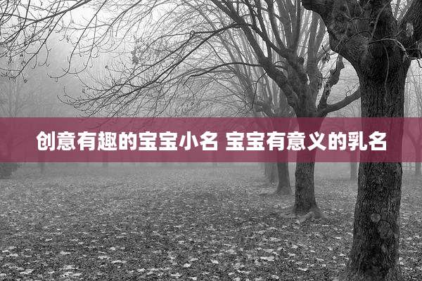 创意有趣的宝宝小名 宝宝有意义的乳名