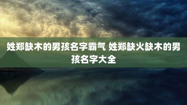 姓郑缺木的男孩名字霸气 姓郑缺火缺木的男孩名字大全