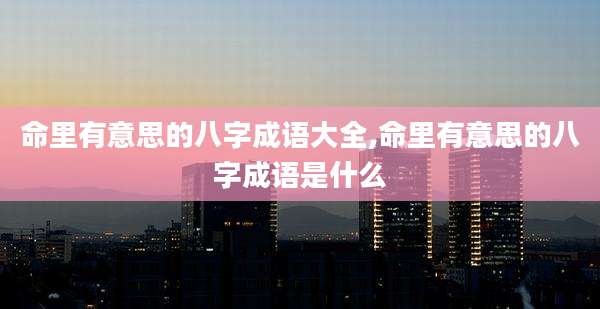 命里有意思的八字成语大全,命里有意思的八字成语是什么