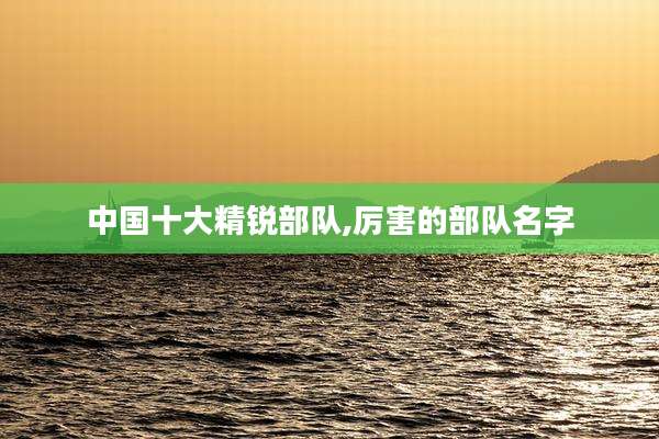 中国十大精锐部队,厉害的部队名字