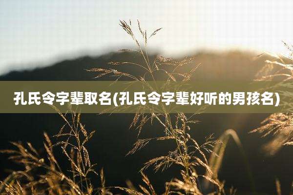 孔氏令字辈取名(孔氏令字辈好听的男孩名)