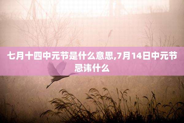 七月十四中元节是什么意思,7月14日中元节忌讳什么