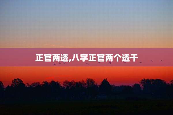 正官两透,八字正官两个透干