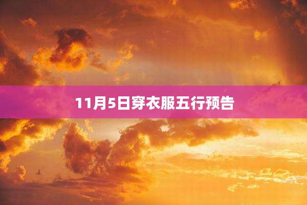 11月5日穿衣服五行预告