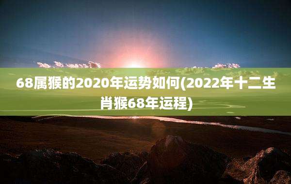 68属猴的2020年运势如何(2022年十二生肖猴68年运程)