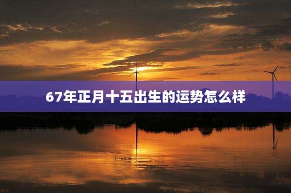 67年正月十五出生的运势怎么样