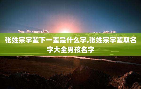 张姓宗字辈下一辈是什么字,张姓宗字辈取名字大全男孩名字