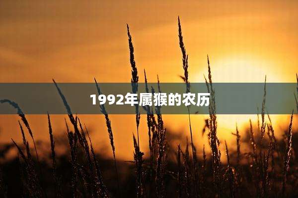 1992年属猴的农历