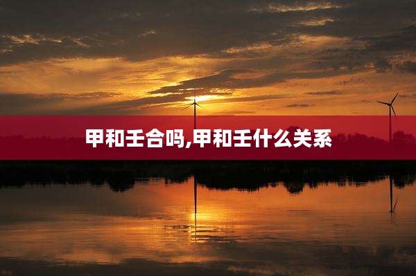 甲和壬合吗,甲和壬什么关系