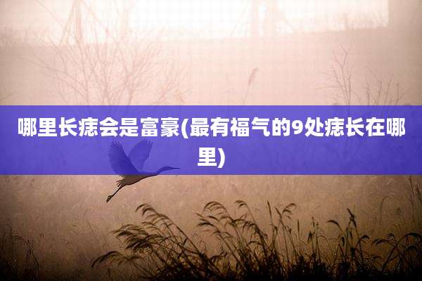 哪里长痣会是富豪(最有福气的9处痣长在哪里)
