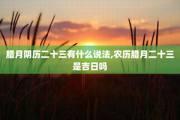腊月阴历二十三有什么说法,农历腊月二十三是吉日吗