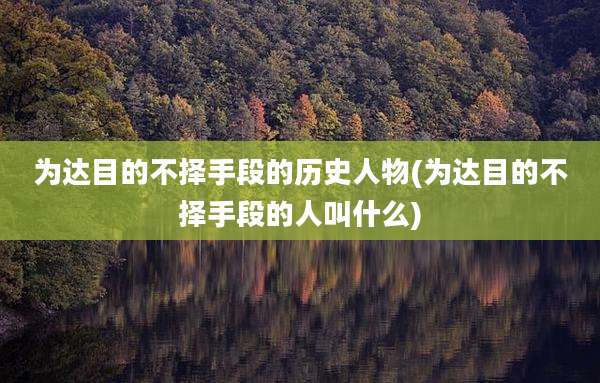 为达目的不择手段的历史人物(为达目的不择手段的人叫什么)
