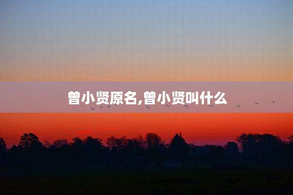 曾小贤原名,曾小贤叫什么