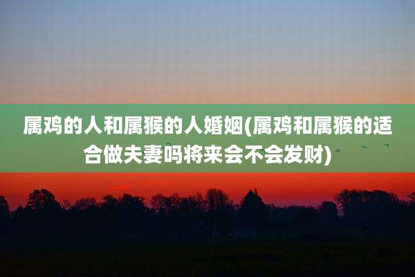 属鸡的人和属猴的人婚姻(属鸡和属猴的适合做夫妻吗将来会不会发财)