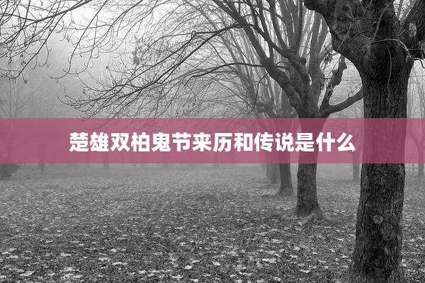 楚雄双柏鬼节来历和传说是什么