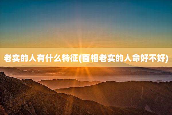 老实的人有什么特征(面相老实的人命好不好)