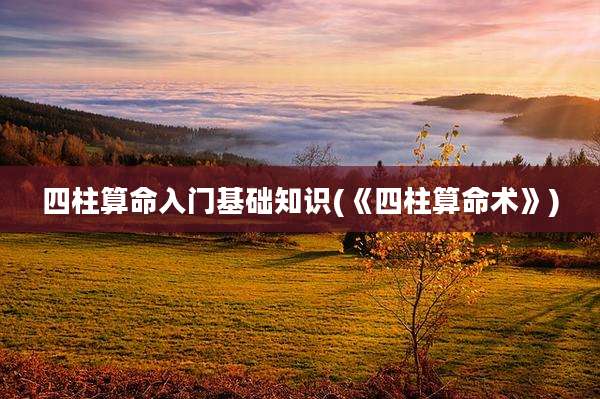 四柱算命入门基础知识(《四柱算命术》)