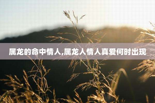 属龙的命中情人,属龙人情人真爱何时出现