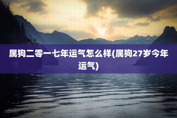 属狗二零一七年运气怎么样(属狗27岁今年运气)