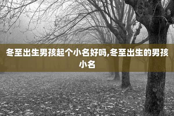 冬至出生男孩起个小名好吗,冬至出生的男孩小名
