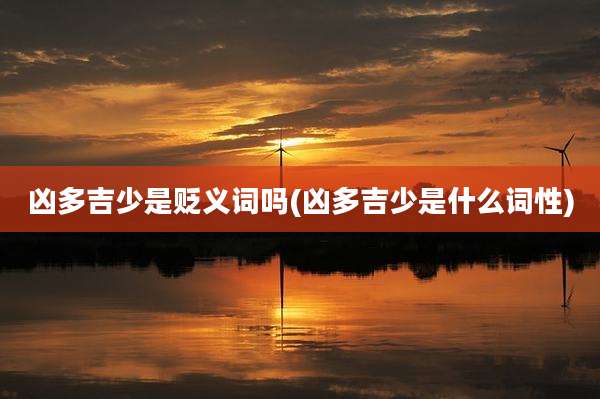 凶多吉少是贬义词吗(凶多吉少是什么词性)