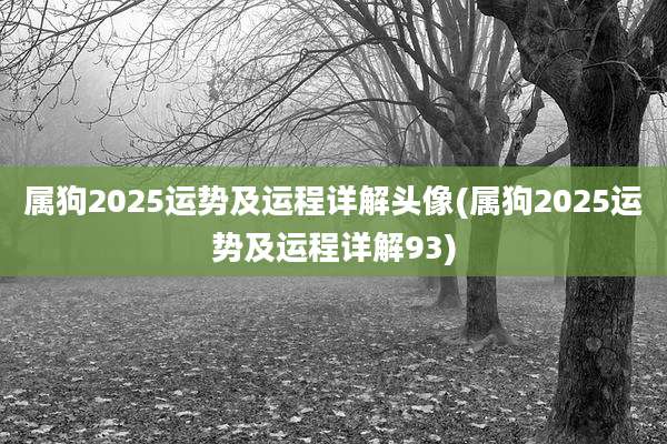 属狗2025运势及运程详解头像(属狗2025运势及运程详解93)