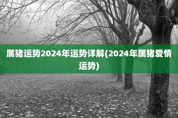属猪运势2024年运势详解(2024年属猪爱情运势)