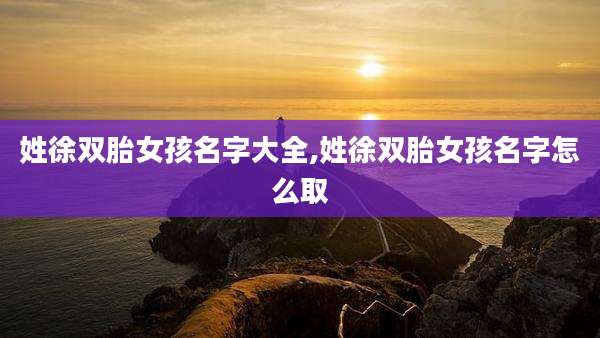 姓徐双胎女孩名字大全,姓徐双胎女孩名字怎么取