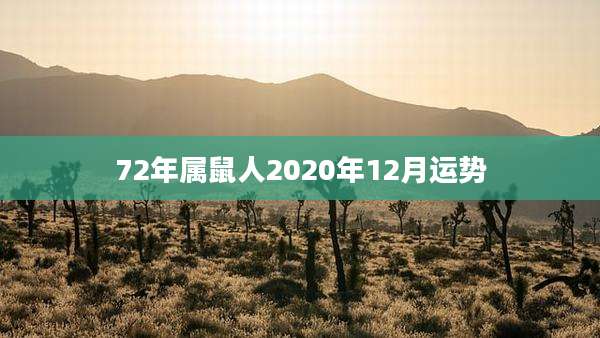 72年属鼠人2020年12月运势