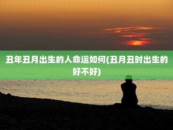 丑年丑月出生的人命运如何(丑月丑时出生的好不好)