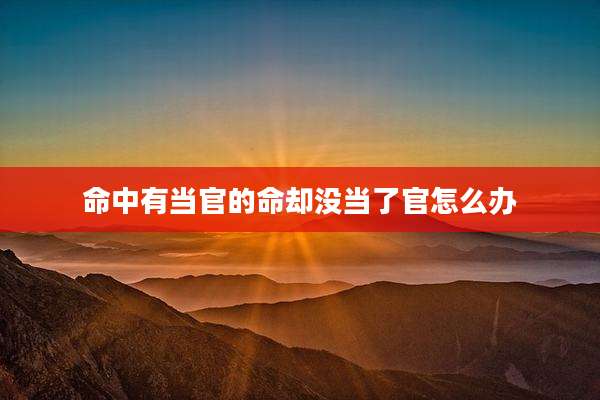 命中有当官的命却没当了官怎么办