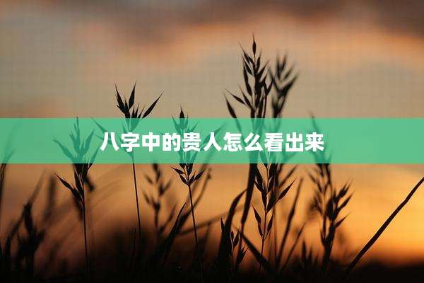 八字中的贵人怎么看出来