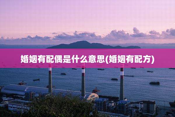 婚姻有配偶是什么意思(婚姻有配方)