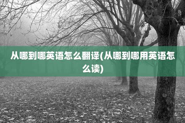 从哪到哪英语怎么翻译(从哪到哪用英语怎么读)