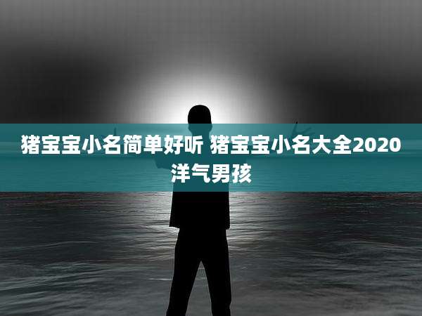 猪宝宝小名简单好听 猪宝宝小名大全2020洋气男孩