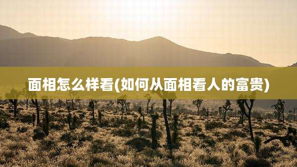 面相怎么样看(如何从面相看人的富贵)