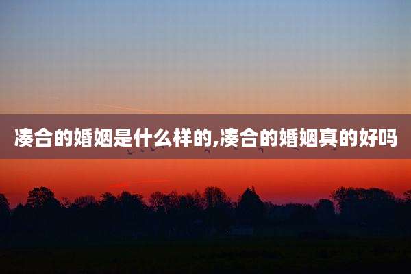 凑合的婚姻是什么样的,凑合的婚姻真的好吗