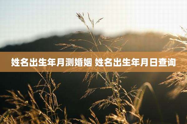 姓名出生年月测婚姻 姓名出生年月日查询