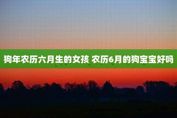 狗年农历六月生的女孩 农历6月的狗宝宝好吗