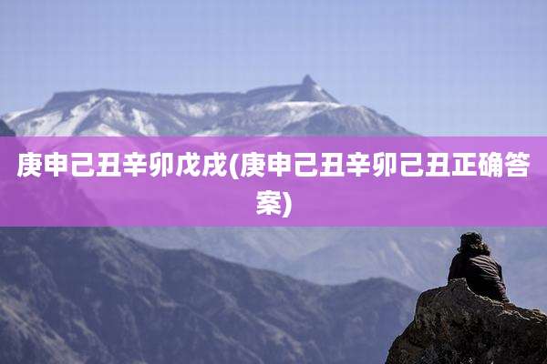 庚申己丑辛卯戊戌(庚申己丑辛卯己丑正确答案)