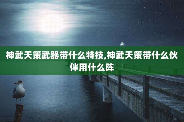 神武天策武器带什么特技,神武天策带什么伙伴用什么阵