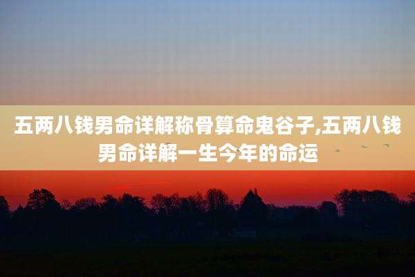 五两八钱男命详解称骨算命鬼谷子,五两八钱男命详解一生今年的命运