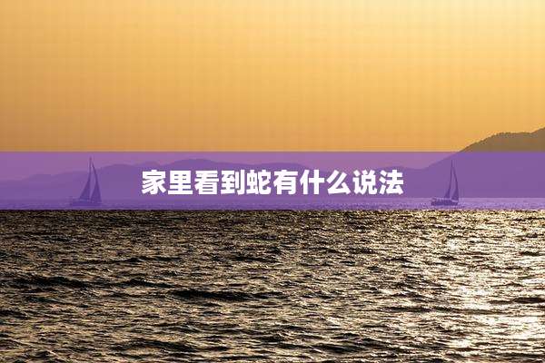 家里看到蛇有什么说法