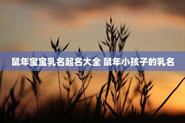 鼠年宝宝乳名起名大全 鼠年小孩子的乳名